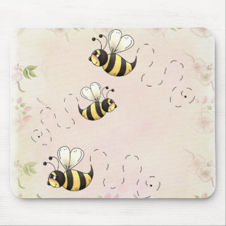 Alfombrilla De Ratón Abejas de campo y rosas rosas