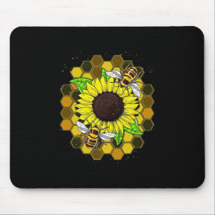 Alfombrilla De Ratón Abejas de girasol hippie