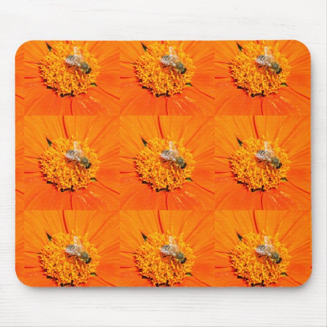Alfombrilla De Ratón abejas melíferas en naranja mousepad (Frente)
