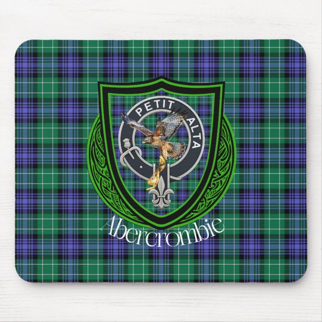 Alfombrilla De Ratón Abercrombie Scottish Clan Tartan & Escudo (Frente)