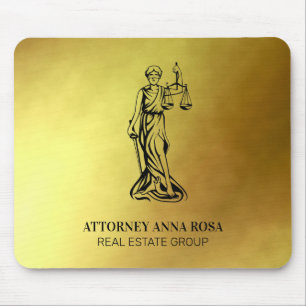 Alfombrilla De Ratón *~* Abogado legal AP15 Abogado ciego Justicia Oro