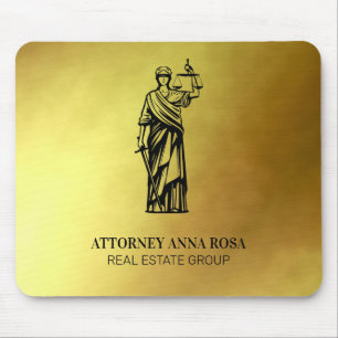 Alfombrilla De Ratón *~* Abogado legal AP15 Abogado Justicia Oro Ciego