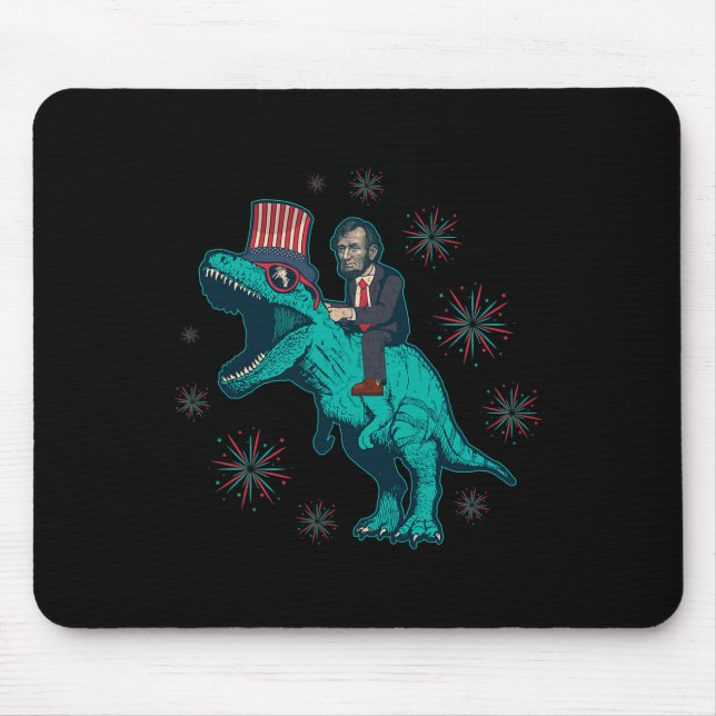 Alfombrilla De Ratón Abraham Lincoln T Rex Dinosaur 4 De Julio De Améri (Frente)