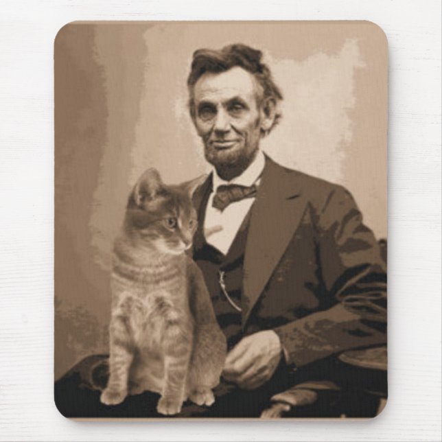 Alfombrilla De Ratón Abraham Lincoln y su gato "Dixie " (Frente)