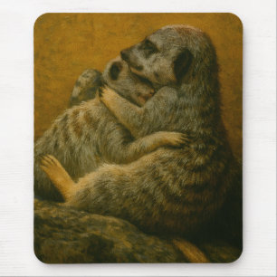 Alfombrilla De Ratón Abrazo de Meerkat - Cortesía de arte de vida silve
