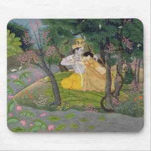 Alfombrilla De Ratón Abrazo de Radha y de Krishna en una arboleda del