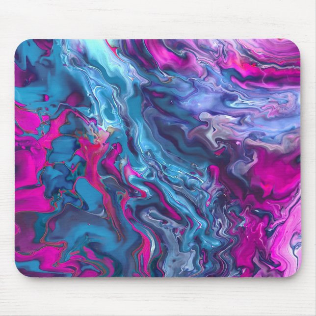 Alfombrilla De Ratón Abstracción acrílica de mármol azul y rosa (Frente)