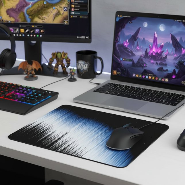 Alfombrilla De Ratón Abstract Blue Glitch Art Crescent Moon Night Sky (Abstract Blue Glitch Art Crescent Moon Night Sky Mouse Pad
)