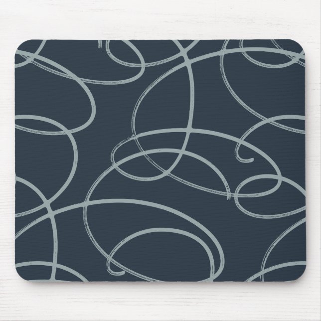 Alfombrilla De Ratón Abstract Swirling Vine | Modern Texture Desk Navy (Frente)