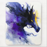 Alfombrilla De Ratón Abstract Watercolor Black Horse Portrait<br><div class="desc">Mystic abstract watercolor portrait of a powerful black horse,  flowing in deep shades of purple with luminous golden accents.</div>