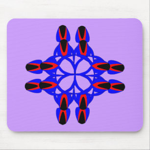 Alfombrilla De Ratón Abstracto azul de la Cruz Floral Mousepad