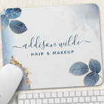 Alfombrilla De Ratón Abstracto de hojas botánicas de color azul dorado<br><div class="desc">Blue Gold Watercolor Hojas Botánicas Abstract Mouse Pad. Perfecto para un salón de belleza,  peluquería,  maquillador o cosmetólogo.</div>