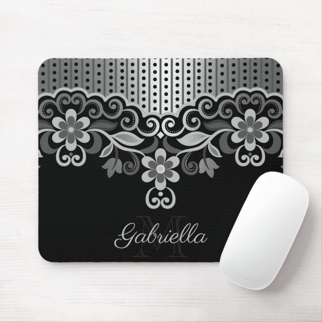 Alfombrilla De Ratón Abstracto metálico Floral (Con ratón)