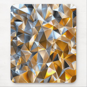 Alfombrilla De Ratón Abstracto Metálico Moderno Dorado Plateado Geométr