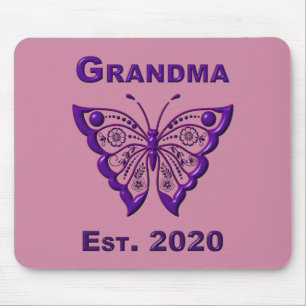 Alfombrilla De Ratón Abuela Mariposa Adorable “Est 2020”