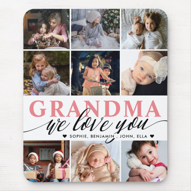 Alfombrilla De Ratón Abuela te queremos Collage de fotos (Frente)