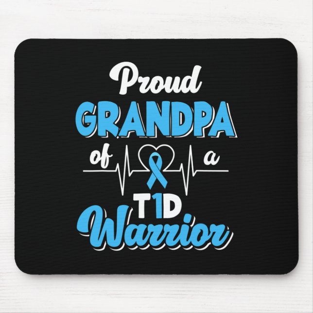 Alfombrilla De Ratón Abuelo Orgulloso De Un Guerrero Del T1D Diabetic D (Frente)