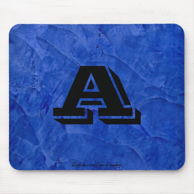 Alfombrilla De Ratón Acabado Falso Azul Toscano Monograma (Frente)