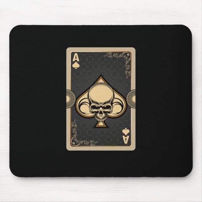 Alfombrilla De Ratón Ace Spades Skull Cards Poker Casino Jugador Gambli (Frente)