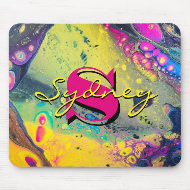 Alfombrilla De Ratón Aceite de acrílico amarillo y negro salvaje (Frente)