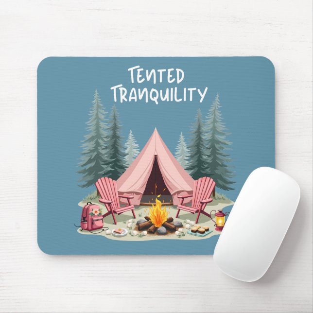 Alfombrilla De Ratón Acogedor camping Tent & Campfire estético de glamo (Con ratón)