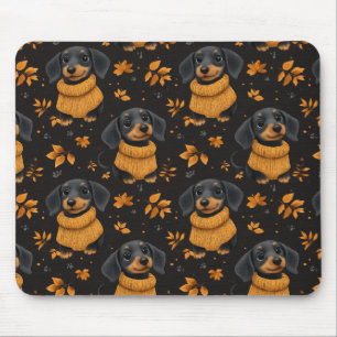 Alfombrilla De Ratón Acogedor patrón de otoño de Dachshund - Diseño de