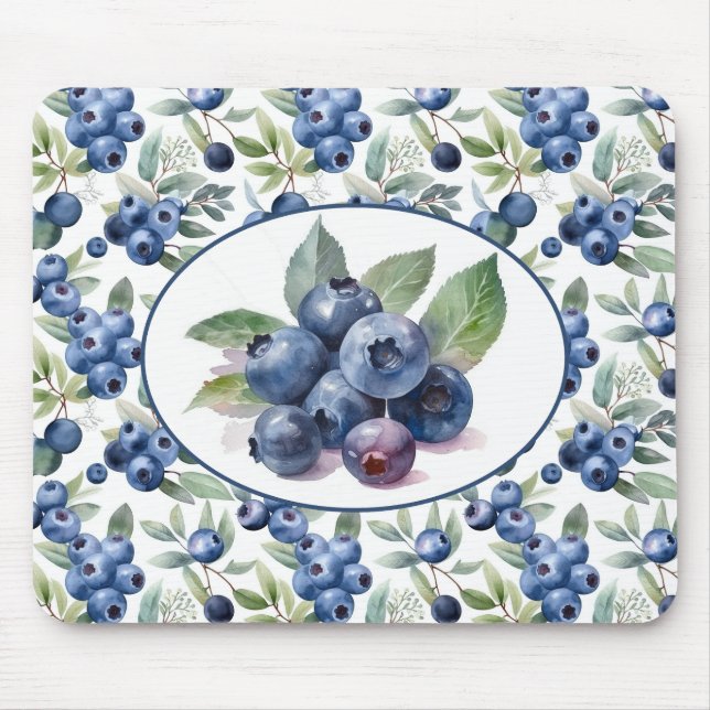 Alfombrilla De Ratón Acuarela Cuate Blueberries (Frente)