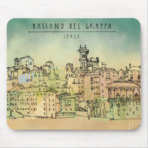 Alfombrilla De Ratón Acuarela de Bassano del Grappa Italia