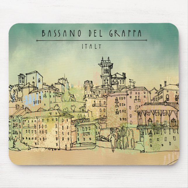 Alfombrilla De Ratón Acuarela de Bassano del Grappa Italia (Frente)