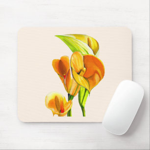 Alfombrilla De Ratón acuarela de Calla lily naranja