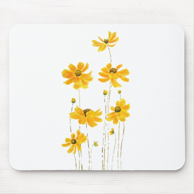 Alfombrilla De Ratón acuarela de flores de cosmos naranja (Frente)