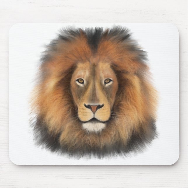 Alfombrilla De Ratón acuarela de león León rey gato de la jungla animal (Frente)
