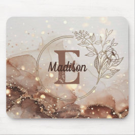 Alfombrilla De Ratón Acuarela de mármol con acentos Purpurinas