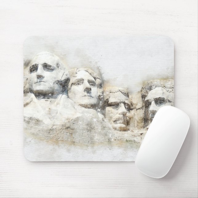 Alfombrilla De Ratón Acuarela de Mount Rushmore (Con ratón)