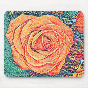 Alfombrilla De Ratón acuarela de Rosa de paz y arte de lápiz
