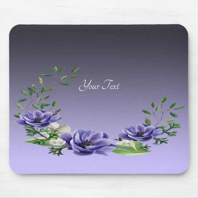 Alfombrilla De Ratón Acuarela Flores Púrpura Mousepad (Frente)