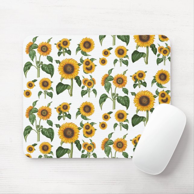 Alfombrilla De Ratón Acuarela girasoles vegetación vegetal (Con ratón)