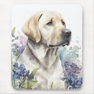 Alfombrilla De Ratón Acuarela Labrador Retriever Dorado y Flores