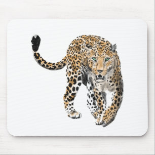Alfombrilla De Ratón acuarela leopardo gato de la selva animal pintado 