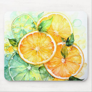 Alfombrilla De Ratón Acuarela Limón Naranja Lima Botánica Cocina