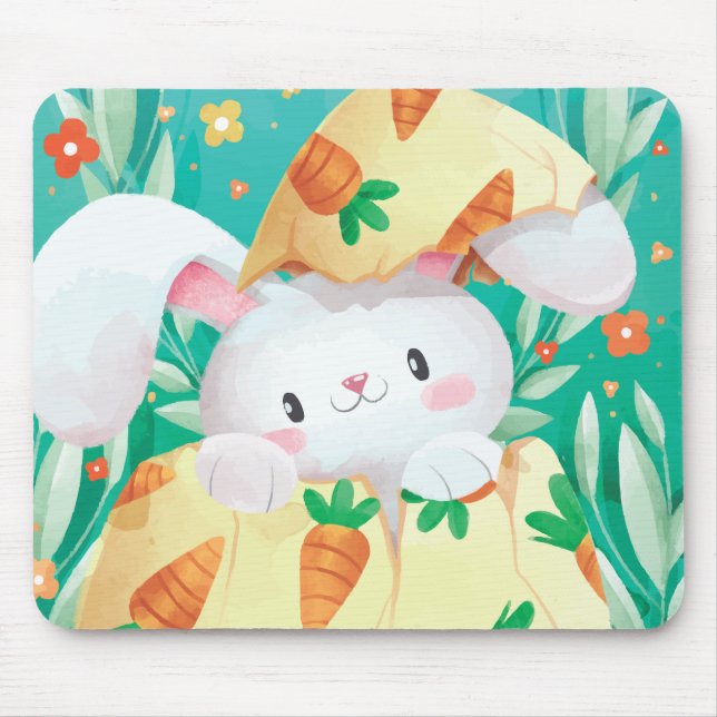 Alfombrilla De Ratón Acuarela linda el | Mousepad del conejito de (Frente)