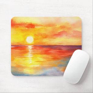 Alfombrilla De Ratón Acuarela Océano tropical Sunset