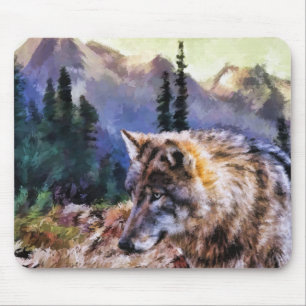 Alfombrilla De Ratón Acuarela personalizada Pintada Lobo salvaje Animal