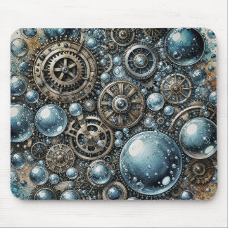 Alfombrilla De Ratón Acuarela Steampunk Burbujas y Engranajes