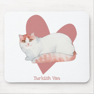 Alfombrilla De Ratón Acuarela turca de Van Cat Kitty Corazón Rosa