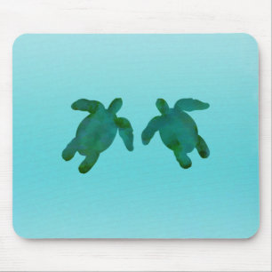 Alfombrilla De Ratón Acuarela Verde Azul Tortugas Marinas Océano