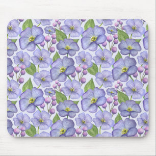 Alfombrilla De Ratón Acuarela Violetas Moradas y Patrón Floral
