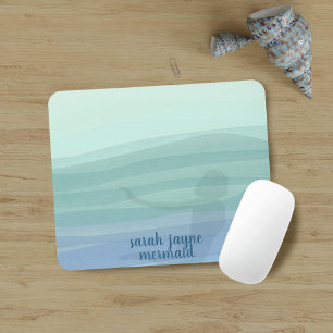 Alfombrilla De Ratón Acuario azul Aqua Olas de Mermaid Mousepad