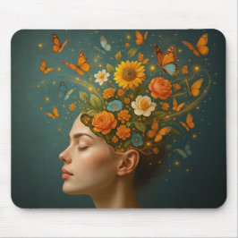Alfombrilla De Ratón ADHD Mind Floral Bloom Butfly Mouse Pad
