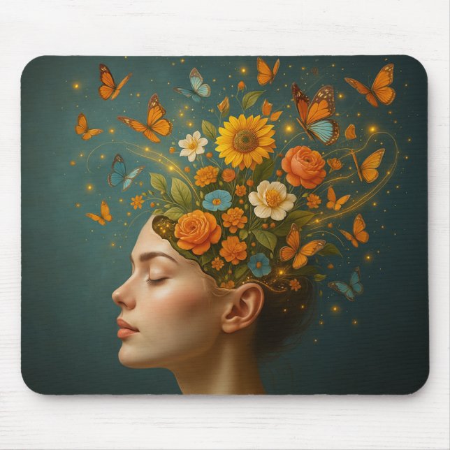 Alfombrilla De Ratón ADHD Mind Floral Bloom Butfly Mouse Pad (Frente)
